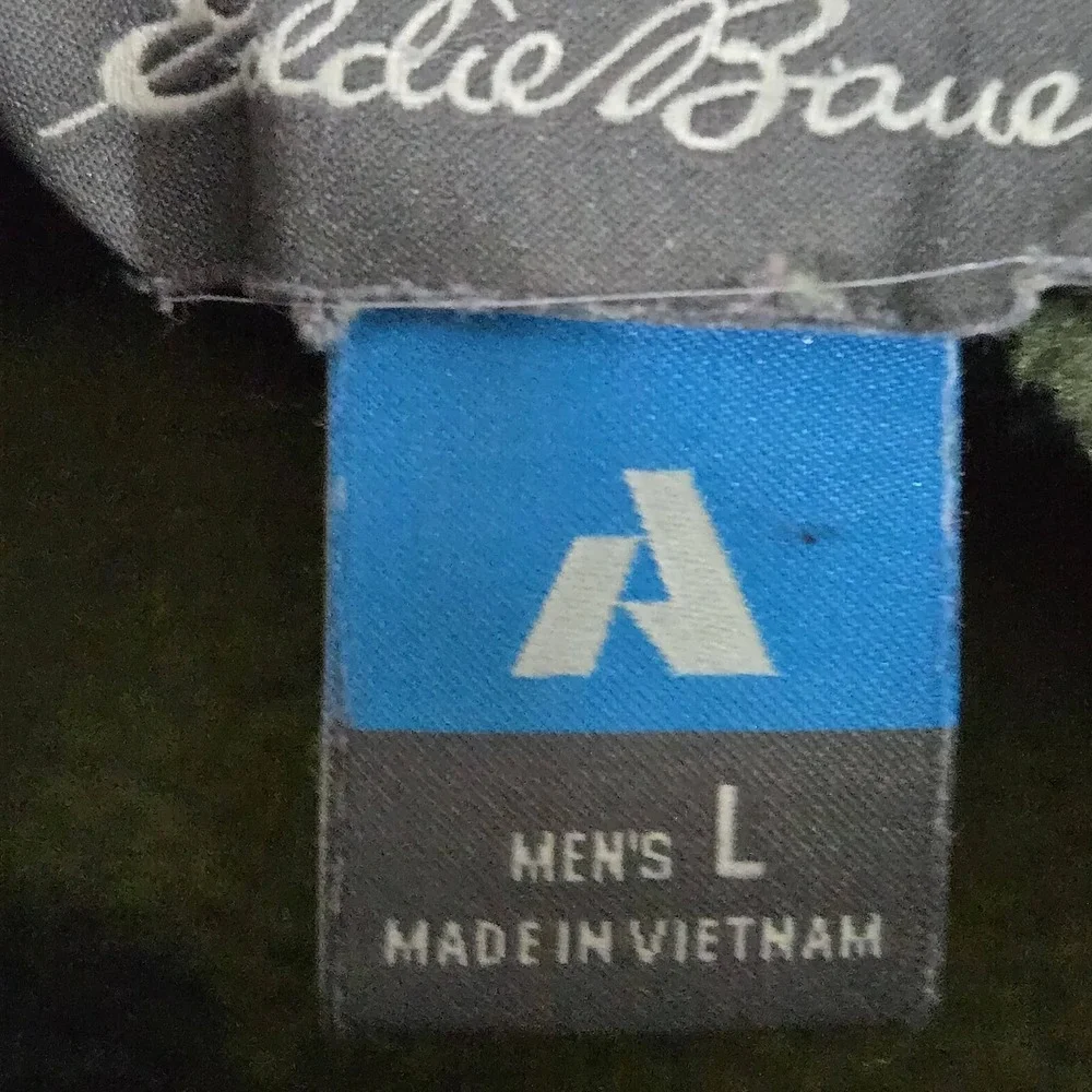 Eddie Bauer‎ Men Sweatshirt L Green Ascent Nylon Camouflage Fleece Gorpcore